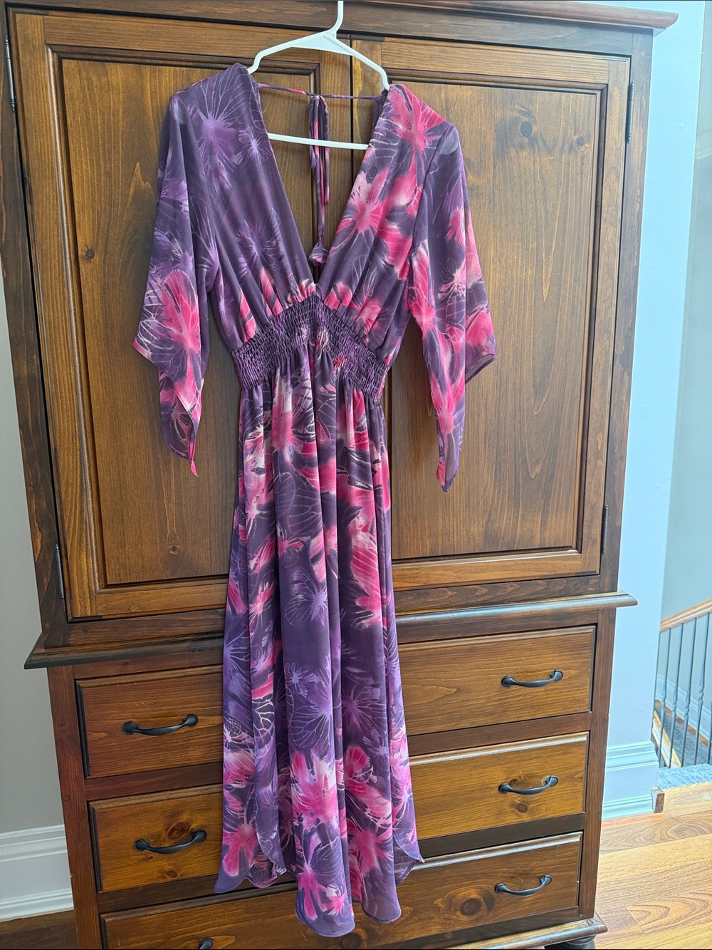Misa Los Angeles Purple and Pink Floral Maxi Dress